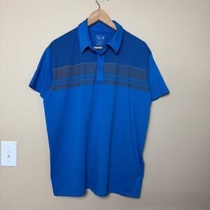 Mountain Hardware Polo Blue with Stripes Cotton Blend Short Sleeve- Large